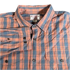 C.C. Filson Washed Feather Cloth Shirt Men's XXL Faded Cedar Blue Plaid Cotton